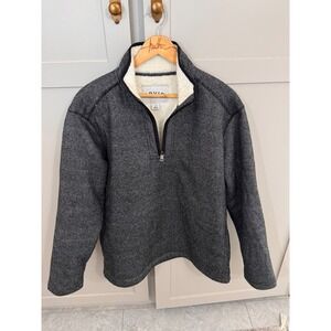 Orvis Classic Collection Large Sherpa Lined Quarter Zip Fleece Pullover Gray